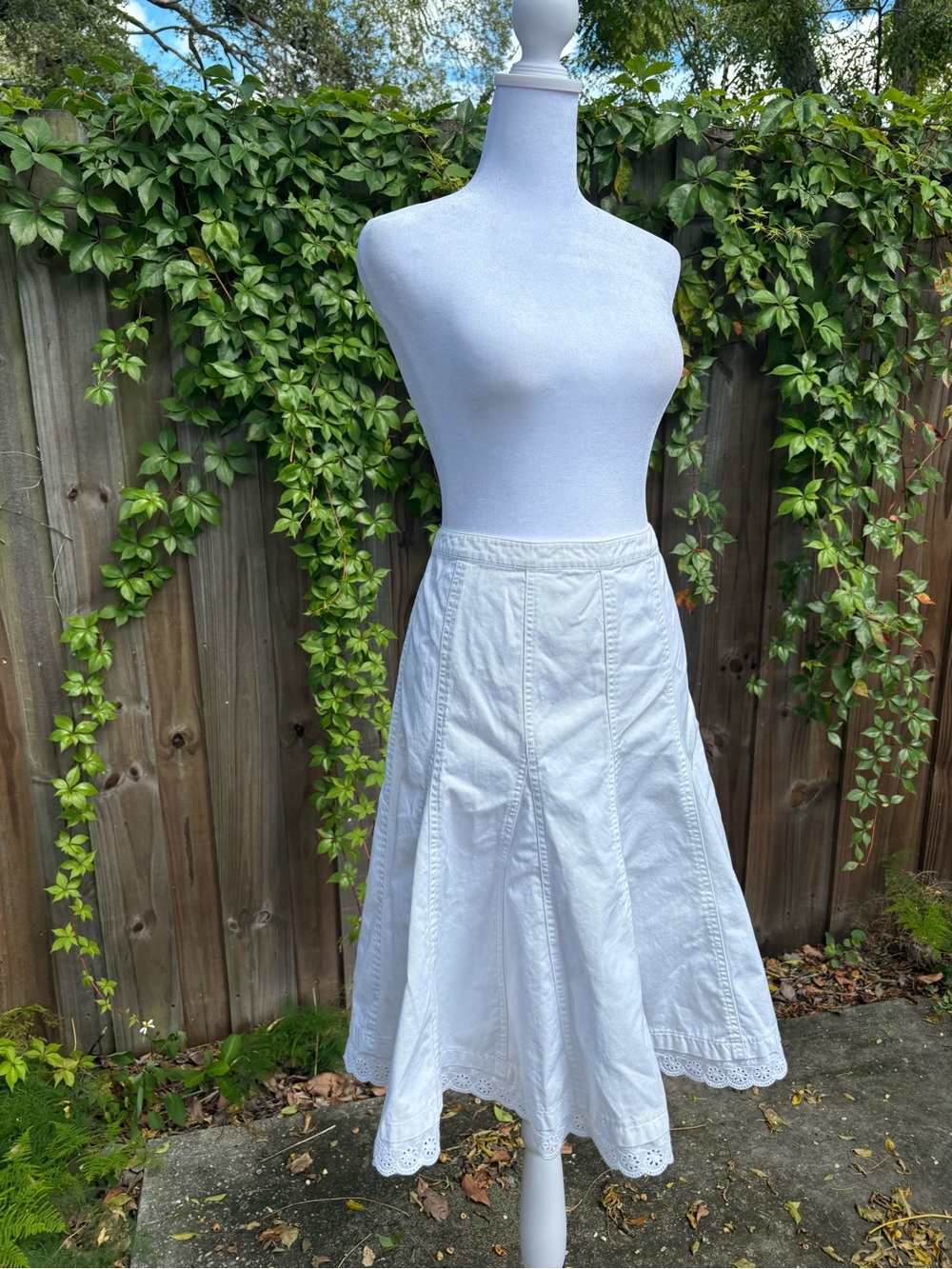 Eyelet Lace Pleated Midi Skirt Whimsical Cottagecore Grandmacore